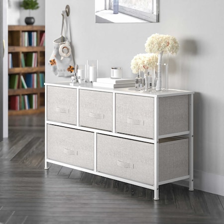 White/Gray 5 Drawer Storage Chest Organizer